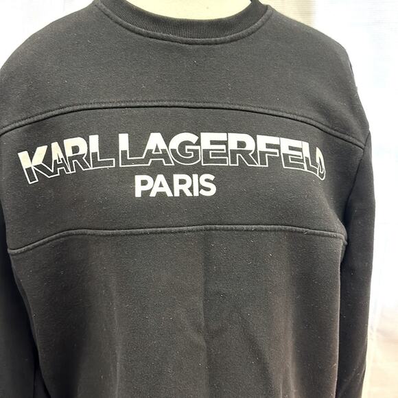 Karl Lagerfeld Black Sweatshirt with White Logo - Size Large - Picture 4 of 9